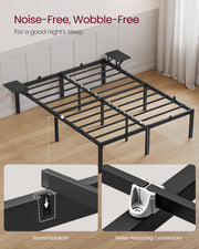 Double Metal Bed Frame with Side Shelves Easy Assembly Modern Space Saving Design by Vasagle