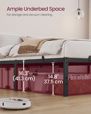 Double Metal Bed Frame with Side Shelves Easy Assembly Modern Space Saving Design by Vasagle