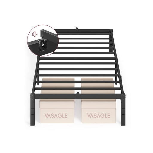 Single Metal Bed Frame 90 x 190 cm with Sturdy Base Easy Assembly in Black by Vasagle