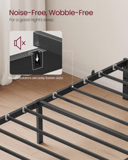 Single Metal Bed Frame 90 x 190 cm with Sturdy Base Easy Assembly in Black by Vasagle