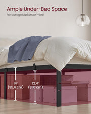 Single Metal Bed Frame 90 x 190 cm with Sturdy Base Easy Assembly in Black by Vasagle