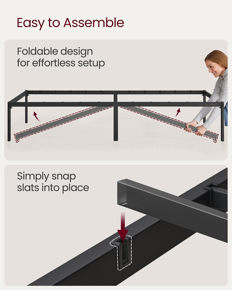 Studry Base Vasagle Black Single Metal Bed Frame 90x190cm With Sturdy Base | Opal ...