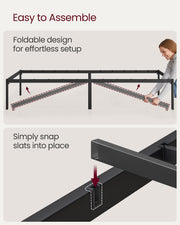 Single Metal Bed Frame 90 x 190 cm with Sturdy Base Easy Assembly in Black by Vasagle