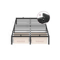 Double Metal Bed Frame 135 x 190 cm Sturdy Easy Assembly in Ink Black by Vasagle