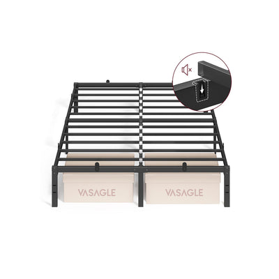 Double Metal Bed Frame 135 x 190 cm Sturdy Easy Assembly in Ink Black by Vasagle