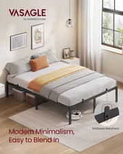 Double Metal Bed Frame 135 x 190 cm Sturdy Easy Assembly in Ink Black by Vasagle