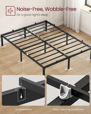 Double Metal Bed Frame 135 x 190 cm Sturdy Easy Assembly in Ink Black by Vasagle