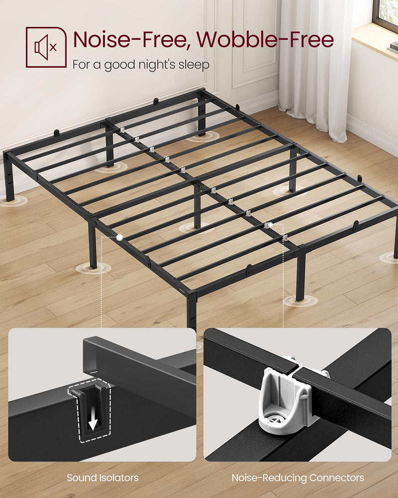 Double Metal Bed Frame 135 x 190 cm Sturdy Easy Assembly in Ink Black by Vasagle
