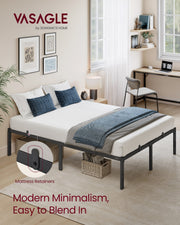 Frame For Double Bed Sturdy Black Steel - Easy Assembly VASAGLE