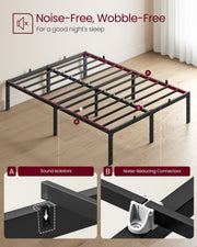 Frame For Double Bed Sturdy Black Steel - Easy Assembly VASAGLE