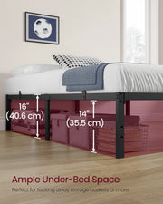 Frame For Double Bed Sturdy Black Steel - Easy Assembly VASAGLE