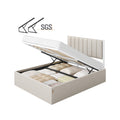 Double Ottoman Bed Frame with Lift-Up Storage and Upholstered Headboard 135x190cm Beige VASAGLE