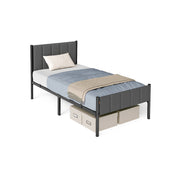 Single Metal Bed Frame with Upholstered Headboard and Simple Assembly by Vasagle