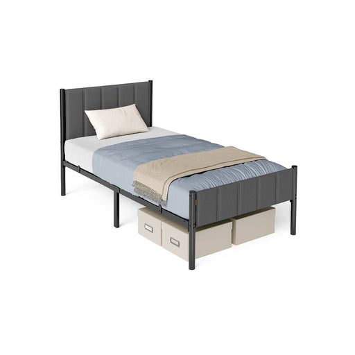 Single Metal Bed Frame with Upholstered Headboard and Simple Assembly by Vasagle