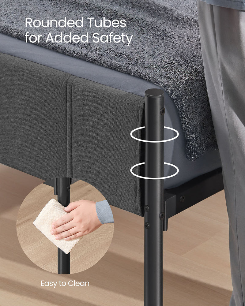 Single Metal Bed Frame with Upholstered Headboard and Simple Assembly by Vasagle