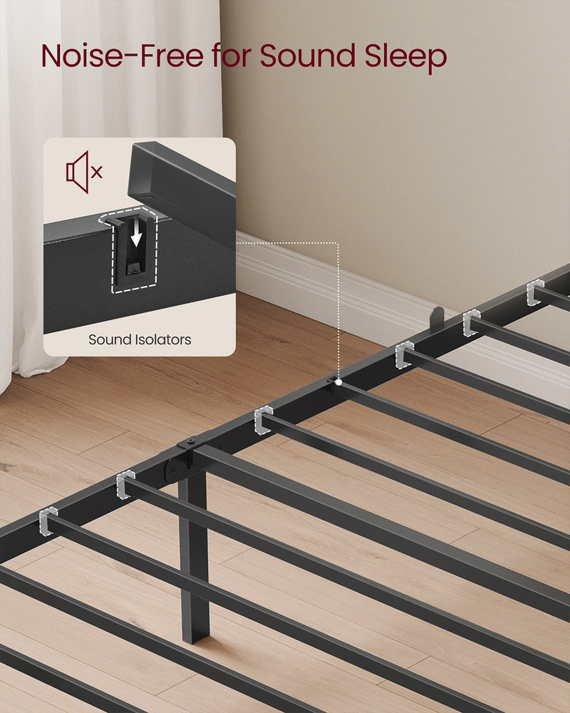 Single Metal Bed Frame with Upholstered Headboard and Simple Assembly by Vasagle