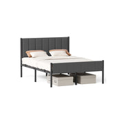 Double Metal Bed Frame with Upholstered Headboard and Quick Assembly by Vasagle