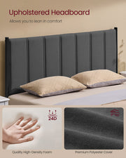 Double Metal Bed Frame with Upholstered Headboard and Quick Assembly by Vasagle