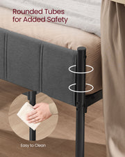 Double Metal Bed Frame with Upholstered Headboard and Quick Assembly by Vasagle