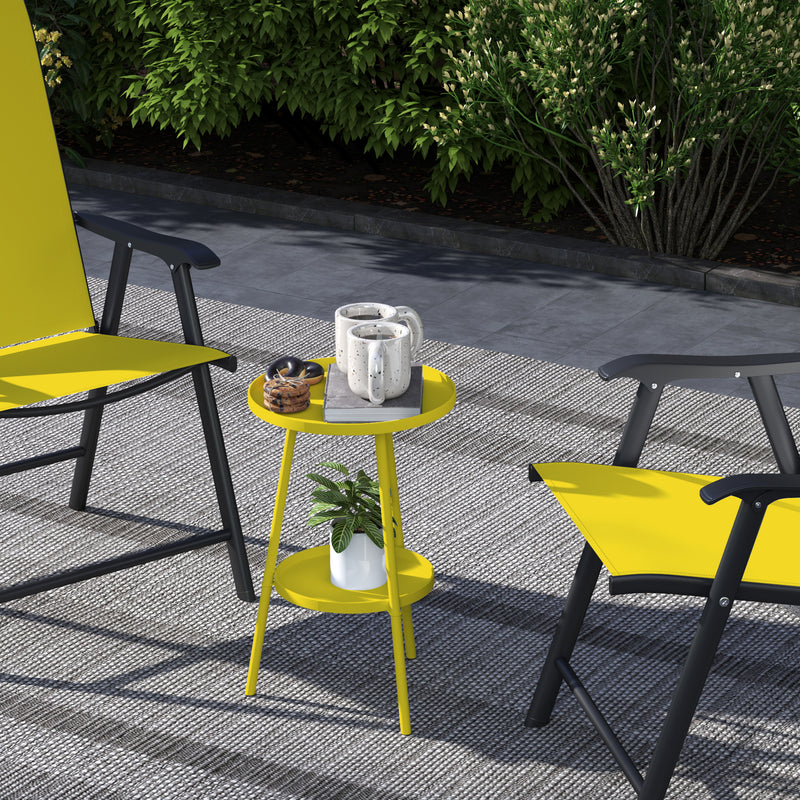 Outsunny Two-Tier Metal Garden Table - Yellow AOSOM
