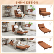 Single Linen Feel Sleeper Chair Comfortable Foldable Design by HOMCOM