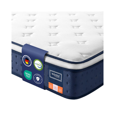 Hybrid Single Mattress with Pocket Springs Gel Memory Foam 90x190cm Blue by Vasagle VASAGLE