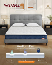 King Size Hybrid Mattress with Pocket Springs and Gel Memory Foam by VASAGLE VASAGLE