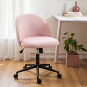 Teddy Fleece Swivel Office Chair With Wheels For Home Desk Or Study Light Pink AOSOM