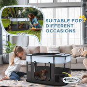 Foldable Dog Playpen with Carry Bag for Indoor and Outdoor Use Easy Setup Grey