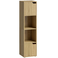 Slim Corner Bookcase with Shelves and Cabinets for Small Spaces Oak
