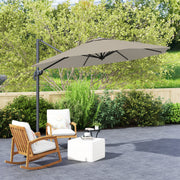 Light Grey 3 x 3m Cantilever Parasol with 360° Rotation and Crank Handle by Outsunny