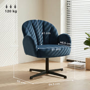 Accent Chair with Swivel Base and Supportive Shell Back for Bedroom Comfort Dark Blue Homcom