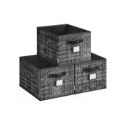 Set of 3 Collapsible Storage Boxes 24 cm High in Ink Black Durable and Space Saving by Songmics