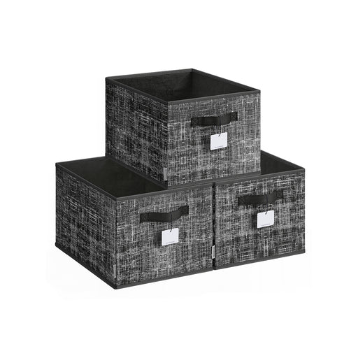 Set of 3 Collapsible Storage Boxes 24 cm High in Ink Black Durable and Space Saving by Songmics