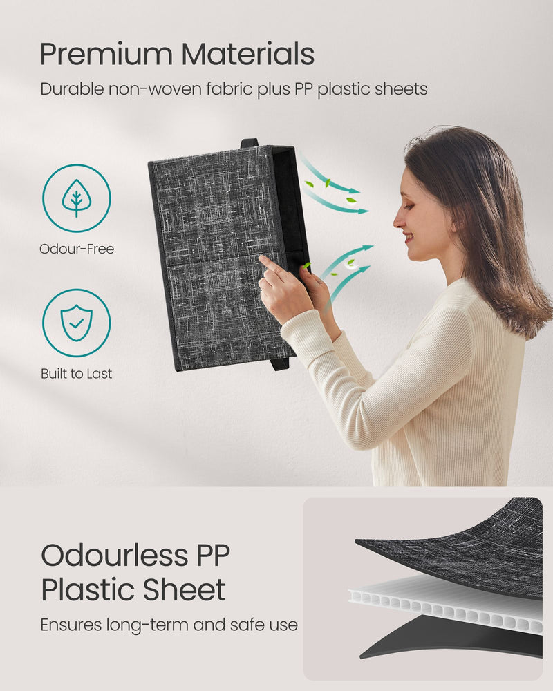 Set of 3 Collapsible Storage Boxes 24 cm High in Ink Black Durable and Space Saving by Songmics