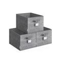 Set of 3 Collapsible Cattail Storage Boxes 24 cm High in Grey for Home Organisation by Songmics
