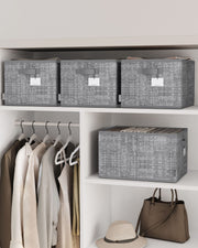 Set of 3 Collapsible Cattail Storage Boxes 24 cm High in Grey for Home Organisation by Songmics