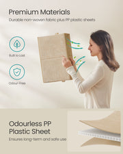 Set of 3 Collapsible Fabric Storage Boxes 24 cm High in Sand Beige by Songmics