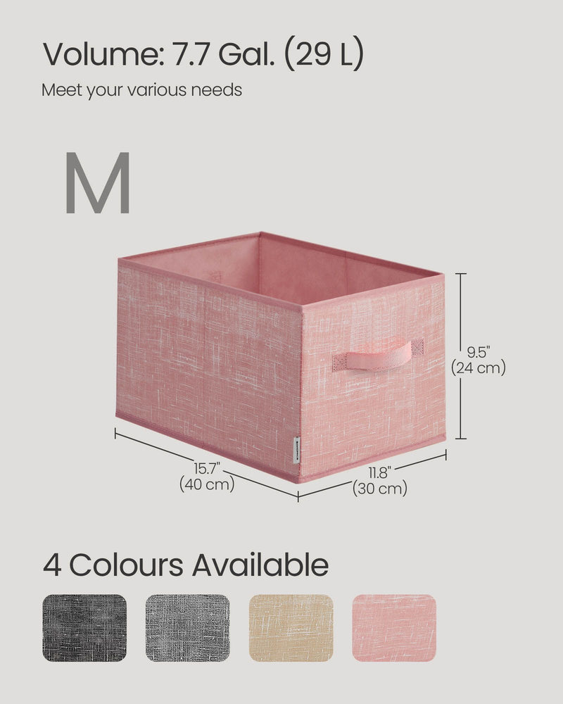 Set of 3 Collapsible Storage Boxes 24 cm High in Jelly Pink Fabric by Songmics