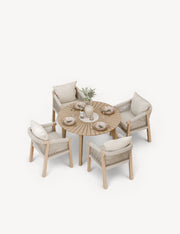 Roma round terrazzo dining table with four rope chairs