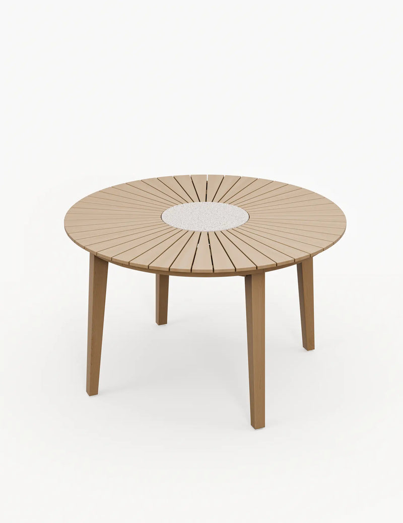 Roma round sunray terrazzo dining table close detail