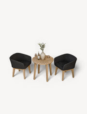 Roma round sunray bistro table with two Eden Night chairs