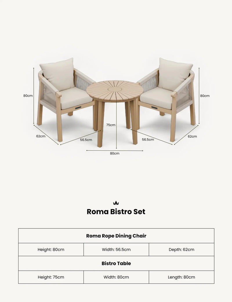 Roma 2 seater bistro set in a garden corner