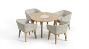 Roma sunray acacia table top and terrazzo centre insert with Eden Dusk chairs