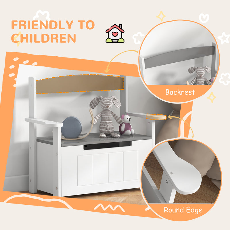 Grey 2 in 1 Toy Box for Kids with Lid for Bedroom Nursery Playroom by AIYAPLAY