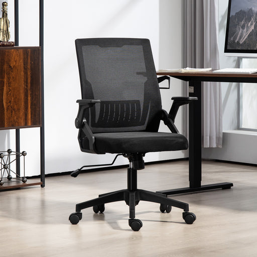 Black Swivel Office Chair With Lumbar Support Ergonomic Design by Vinsetto