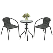 3 Piece Rattan Bistro Set Black Garden Furniture by Outsunny