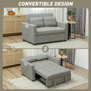 Light Grey Velvet Feel Two Seater Sofa Bed with Cushioned Backrest by HOMCOM