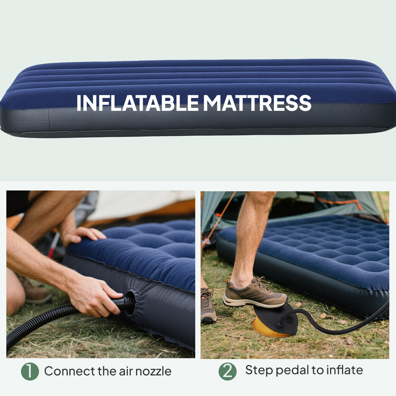 Outsunny 1 person Foldable Camping Tent w/Sleeping Bag Air Mattress Outdoor Hiking Picnic Bed cot w/Foot Pump