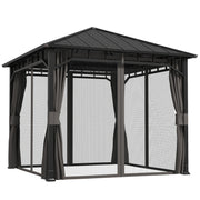 3m x 3m Hardtop Gazebo with Steel Roof and Curtains Waterproof Pavilion by Outsunny